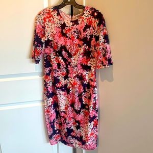Whistles silk floral print zip back shirt sleeve dress